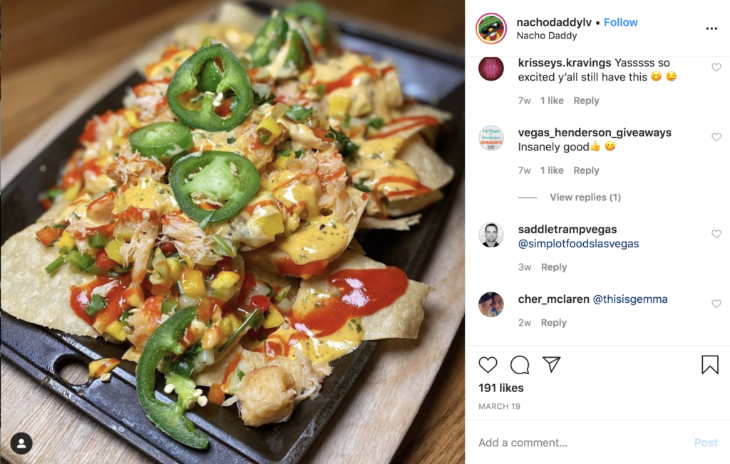 an image of a nacho dish from Nacho Daddy to have before your drive to your elopement at Valley of Fire on your wedding day