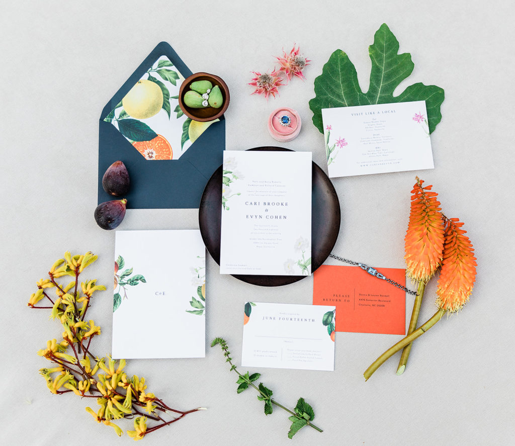 Springs Preserve save the date and wedding invitations